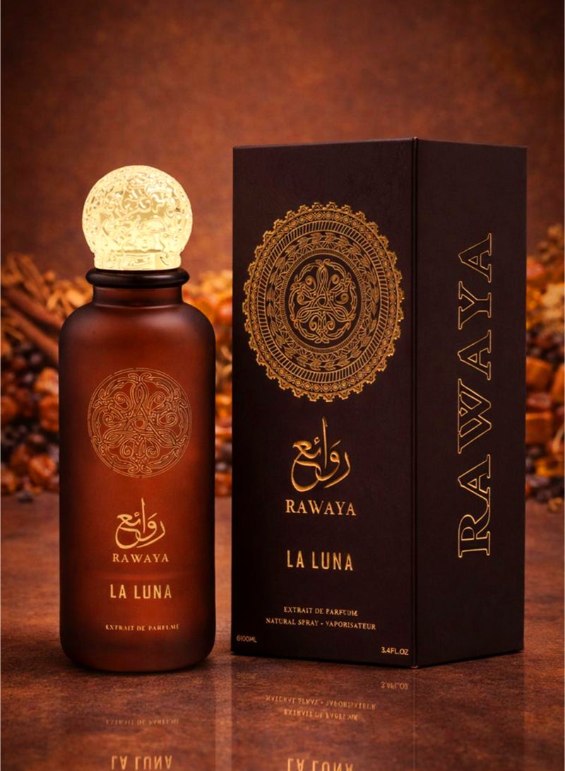 OUDI Sweet Amber Perfume Oudi Rawaya La Luna Eau De Parfum 100ml | Luxury Unisex Perfume with Amber, Woody, Caramel & Warm Spicy Notes | Long Lasting Perfume for Men & Women - Image 1